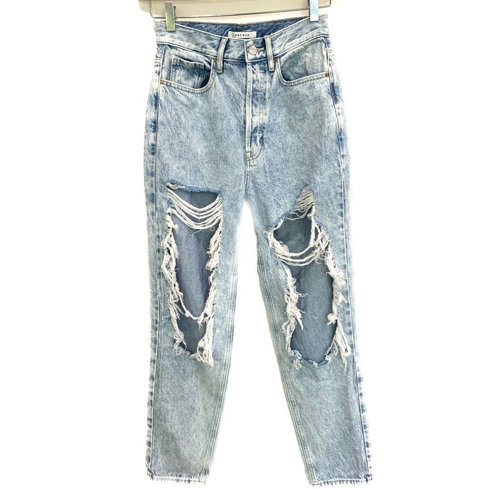 PacSun Destroyed Jeans Womens Size 26 Ultra High Rise Slim Light Acid Washed